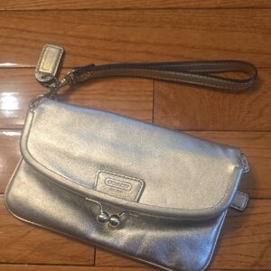 Coach Vintage Metallic Silver Wristlet Clutch 2006